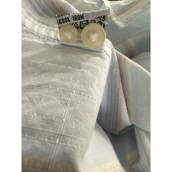 Tommy Bahama blue Stripe Button Collar Cotton Dress Shirt size large ***FLAW*** - Picture 14 of 14
